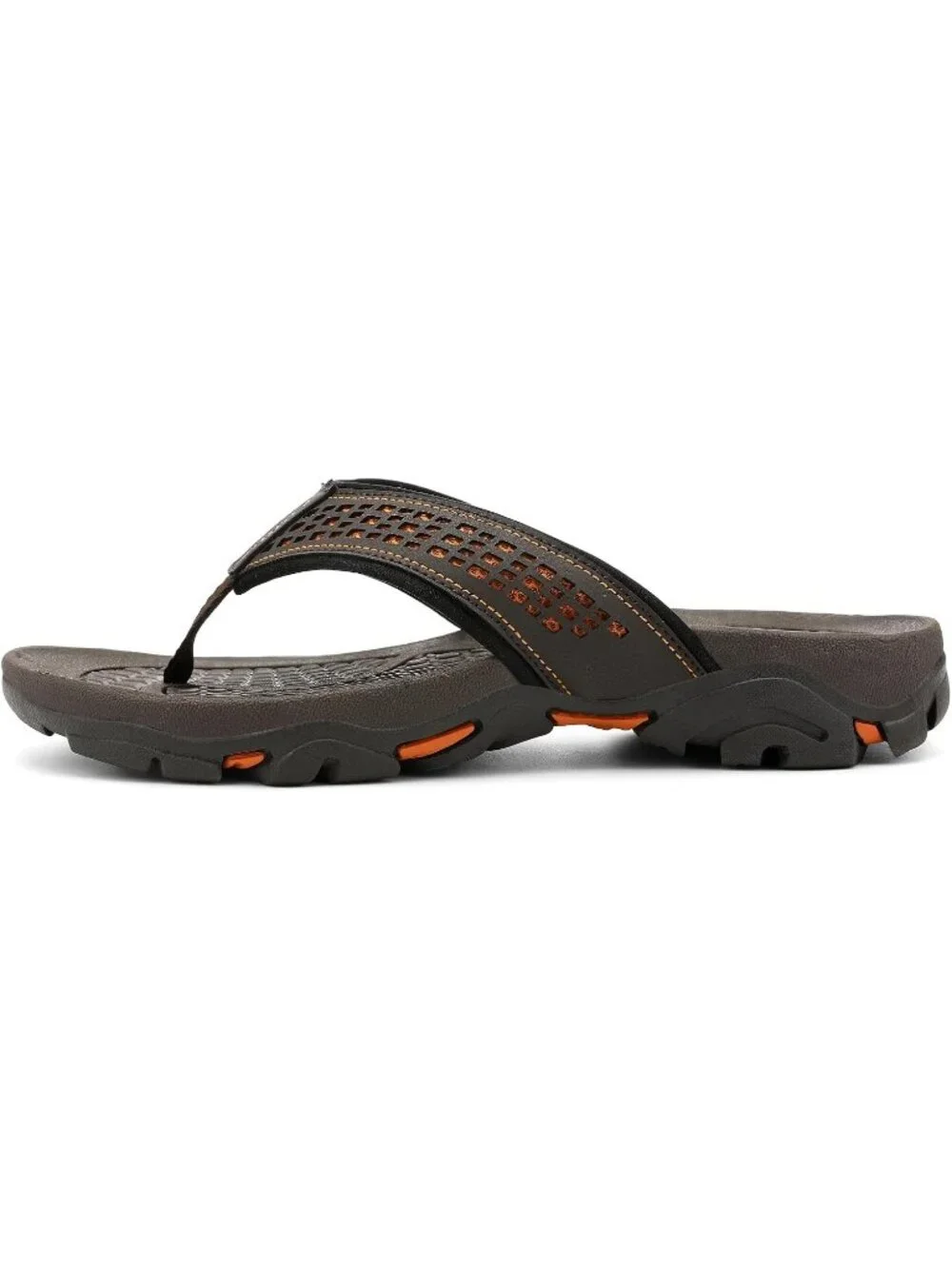Men's Coffee Brown Beach Flip-Flops Water Outdoor Athletic Thong Sandal Slipper